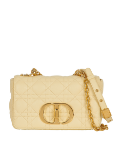 Small Dior Caro Bag, Leather, Pastel Yellow, 62MA0291, DB, 3*